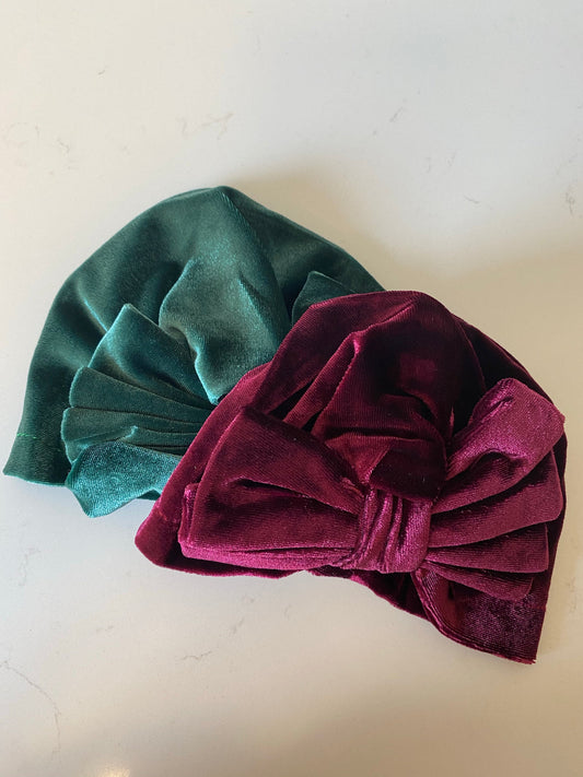 Velvet Bow Turban Caps